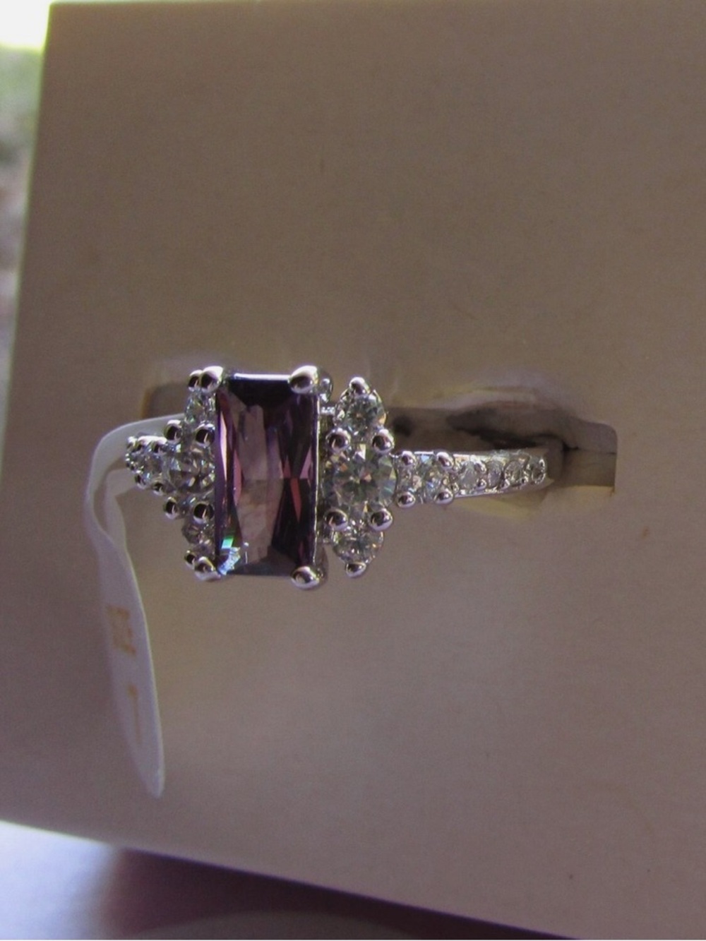 Bomb Party "Glitz & Style" Dark Amethyst CZ Rhodium Plated Ring Size 6 Zirconia - Picture 10 of 10